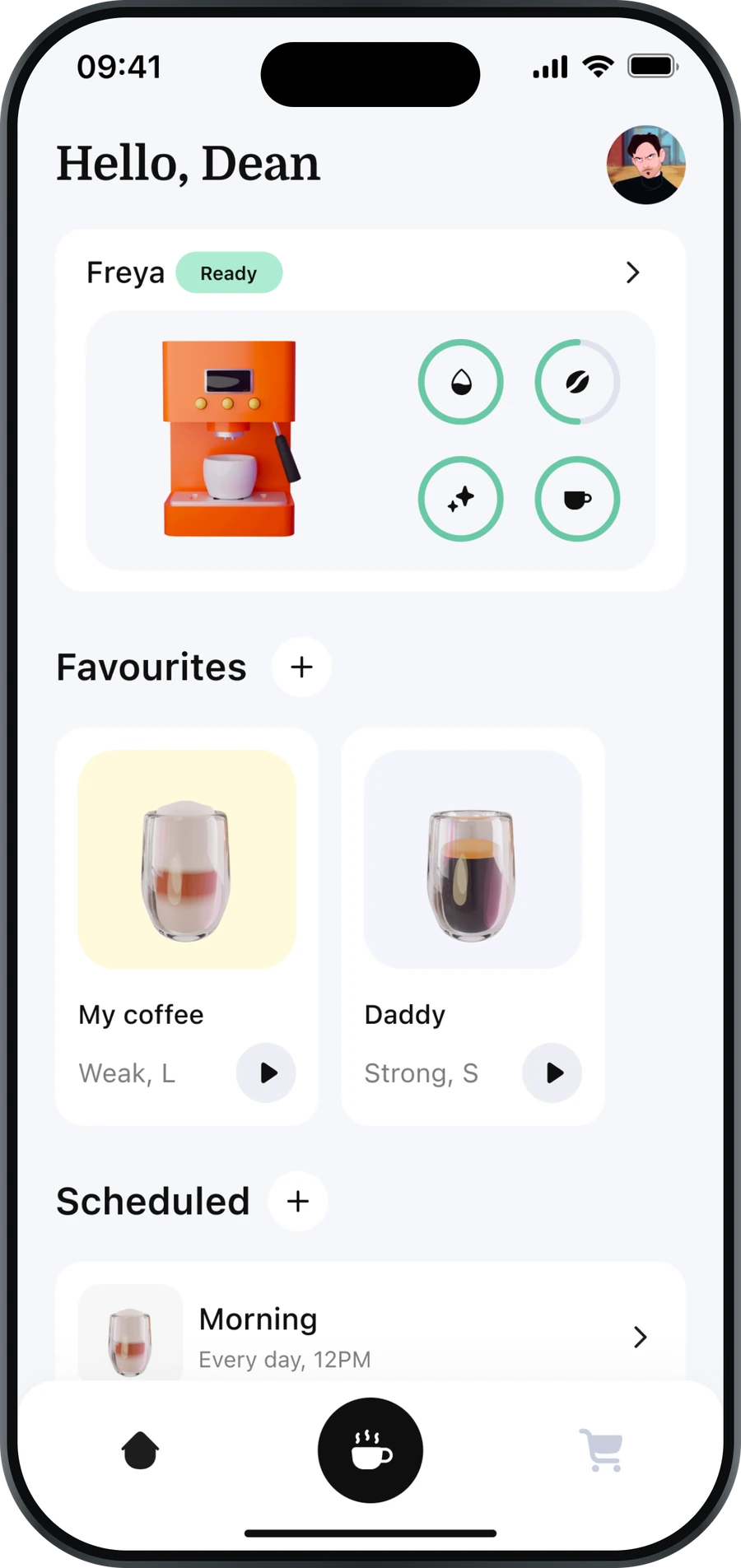 CoffeeBrew app screen